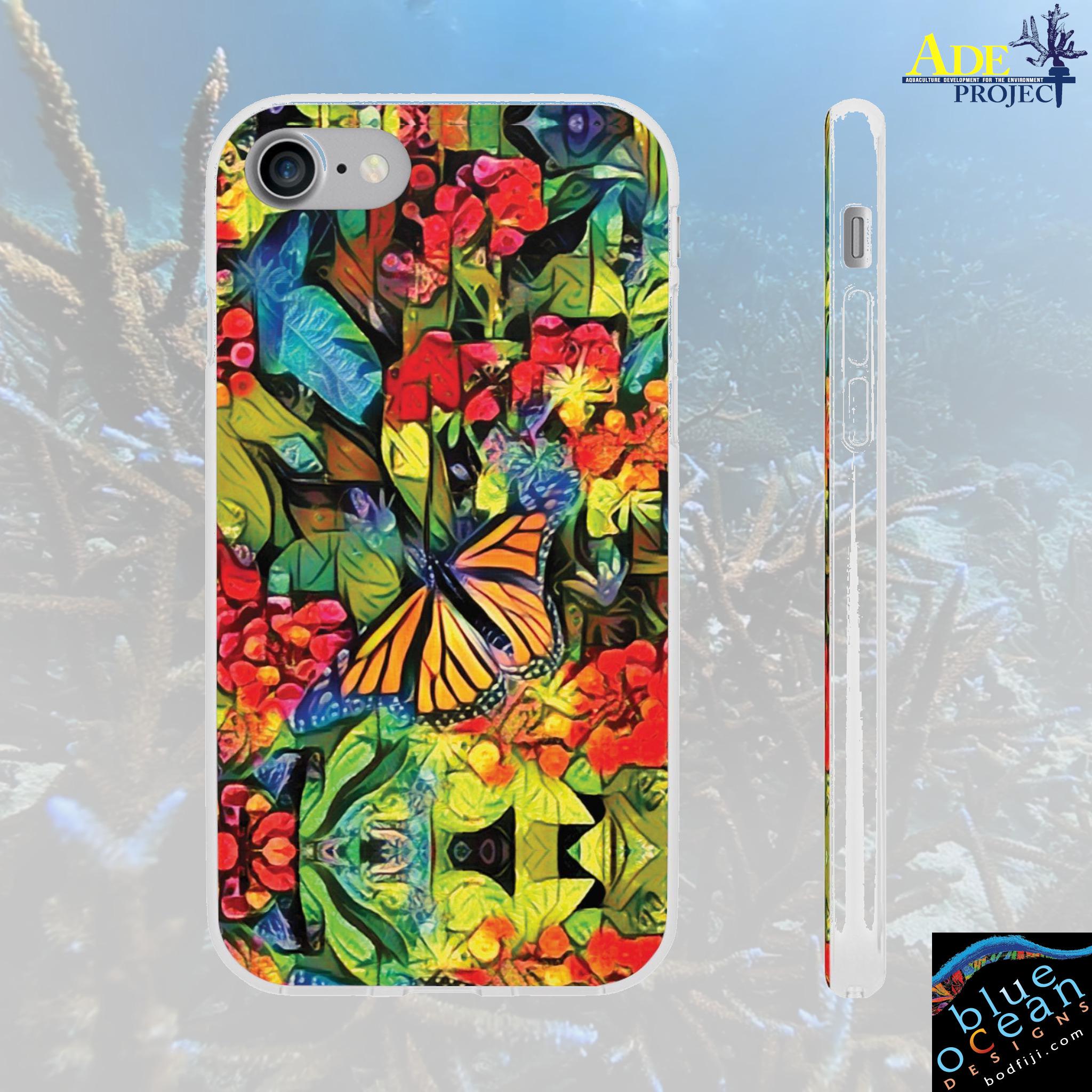 Monarch Garden iPhone Flexi Case - Walt Smith Fiji Ocean Art - Supports ADE Reef Restoration