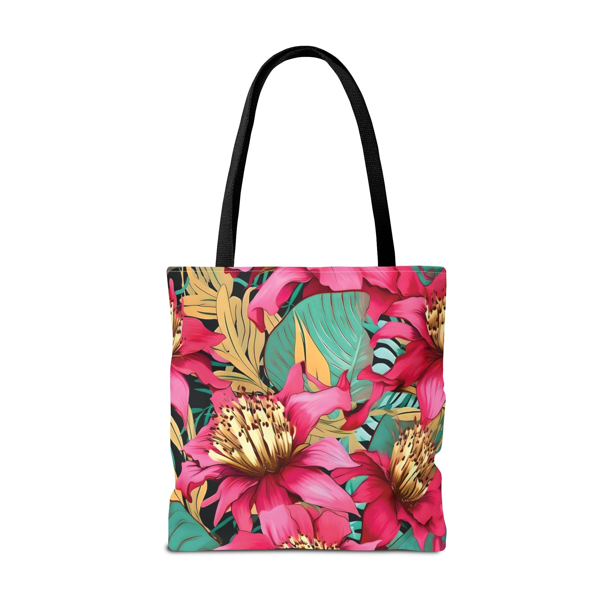 Bright Pink Tropical Floral Tote Bag | All Over Print