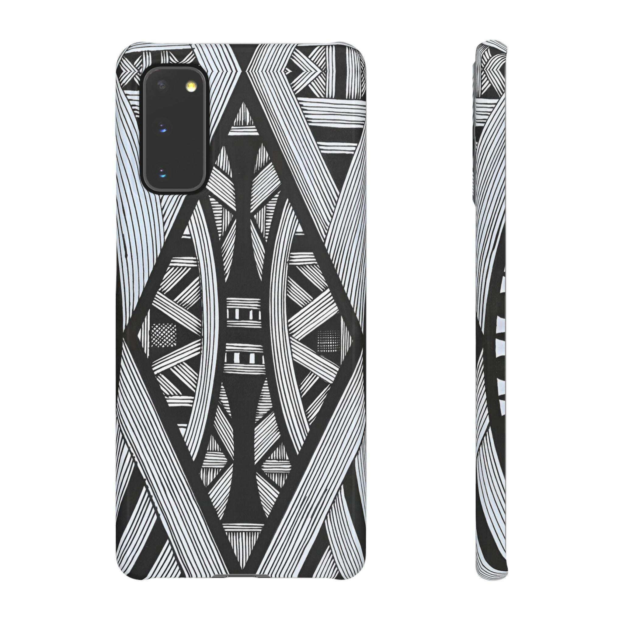 Black & White Tribal Lines Android Snap Case - Walt Smith Fiji Ocean Art - Supports ADE Reef Restoration