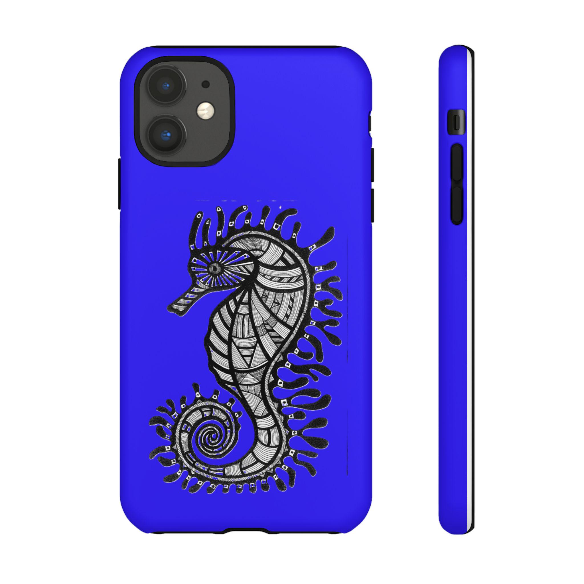 Seahorse On Blue iPhone Tough Case