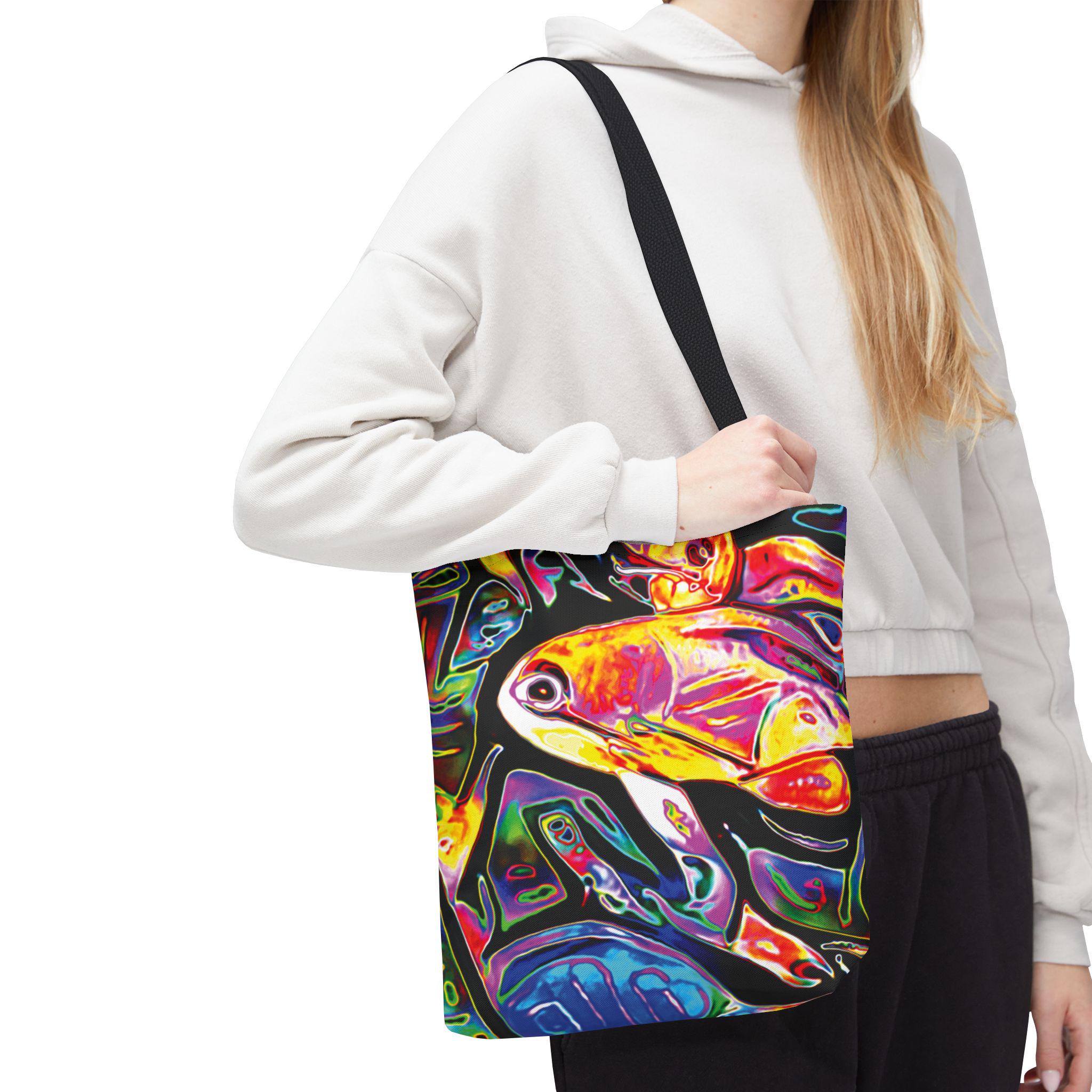 Colorful Tropical Fish Tote, Vibrant Abstract Aquarium Print