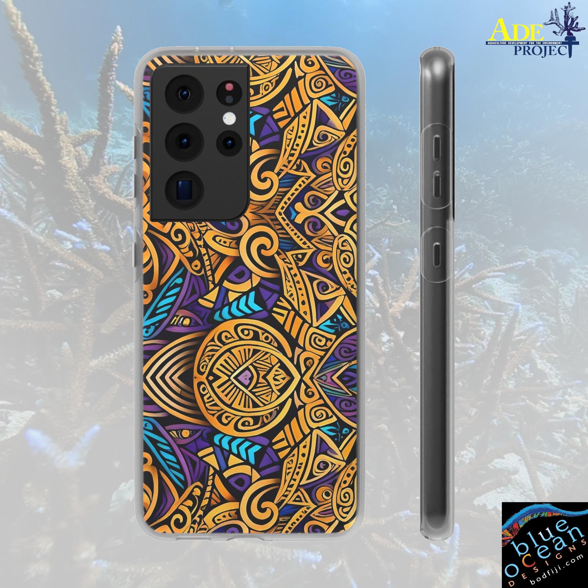 Gold Indo Android Flexi Case - Walt Smith Fiji Ocean Art - Supports ADE Reef Restoration