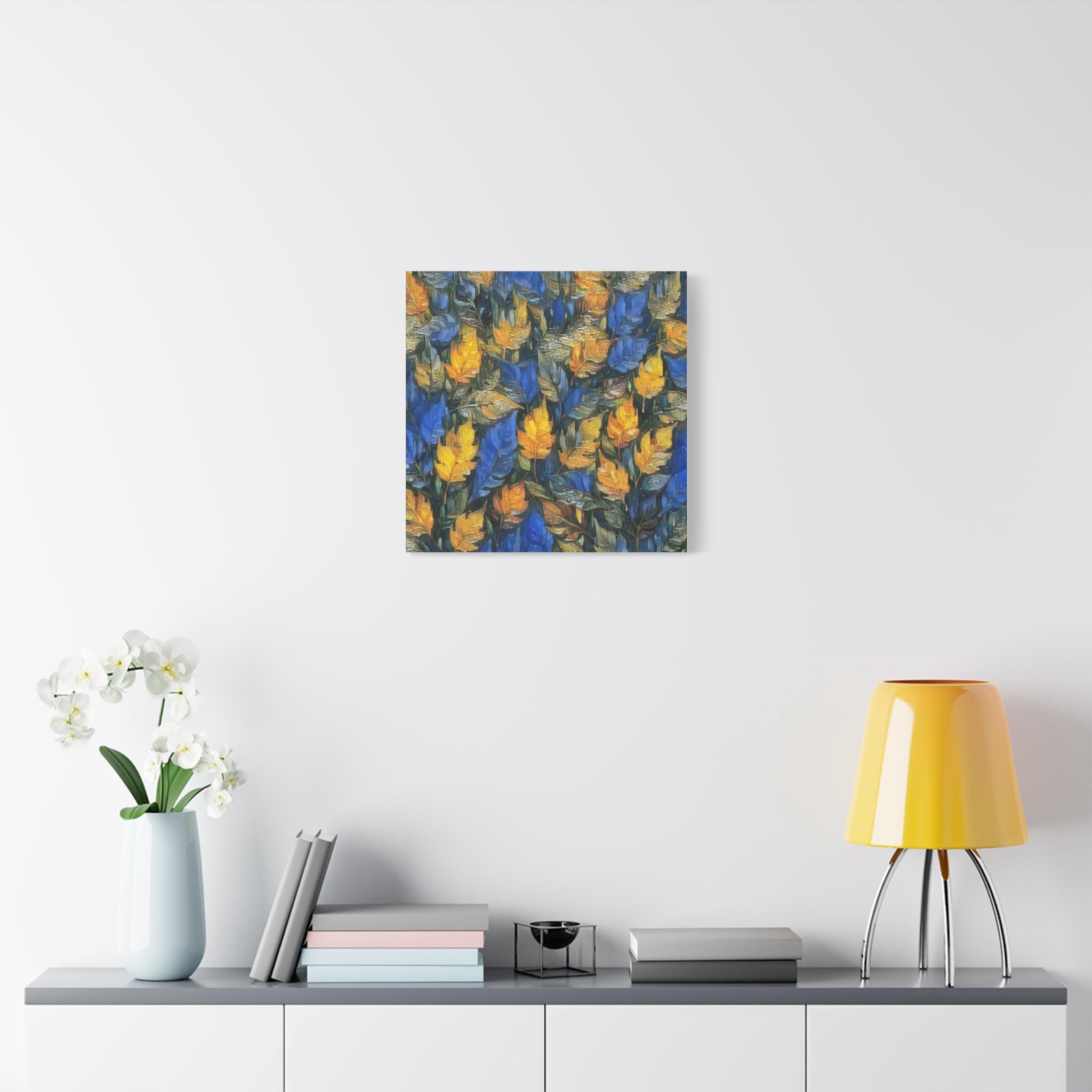 Blue and Gold Leaf - Canvas Wall Art