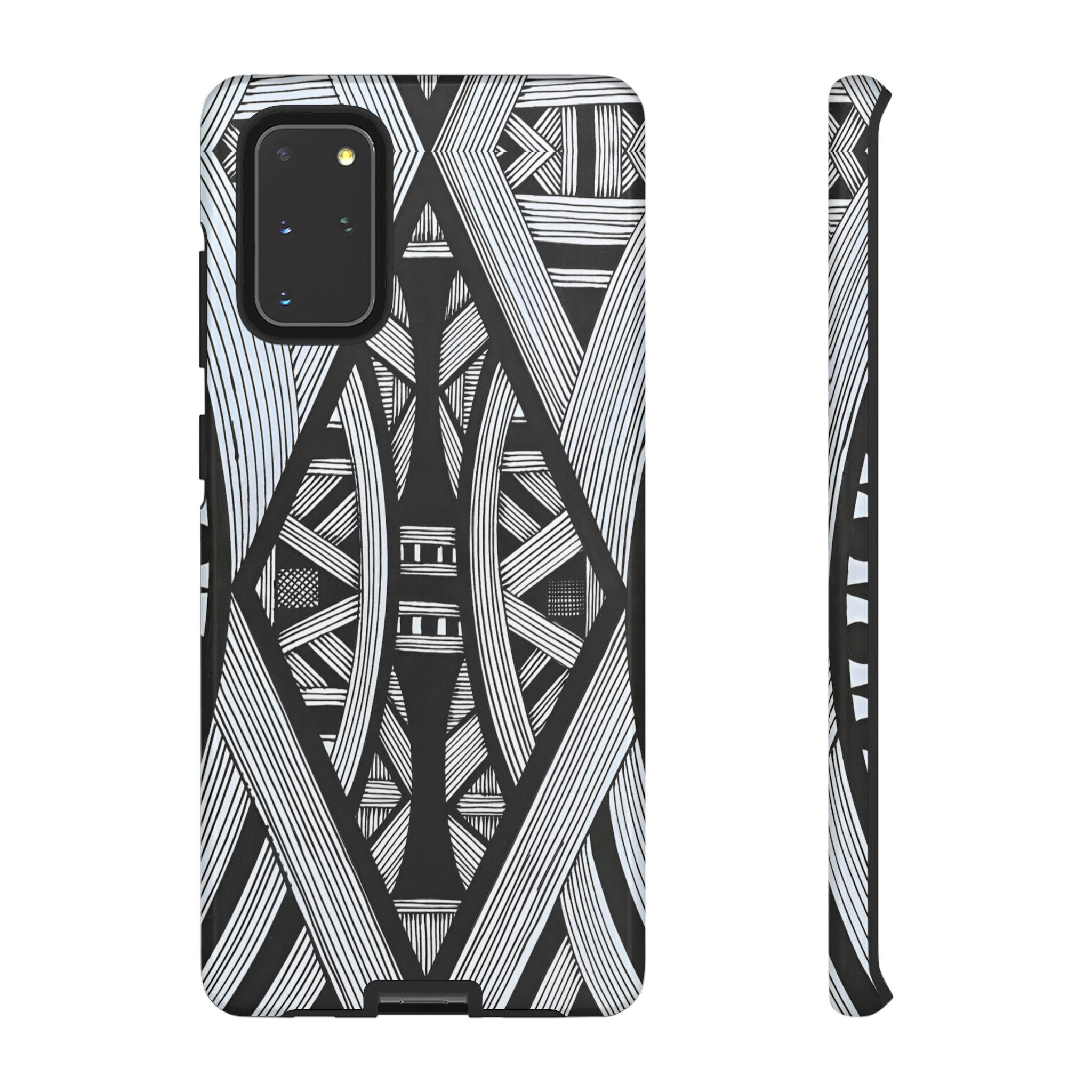 Black & White Tribal Lines Android Tough Case - Walt Smith Fiji Ocean Art - Supports ADE Reef Restoration