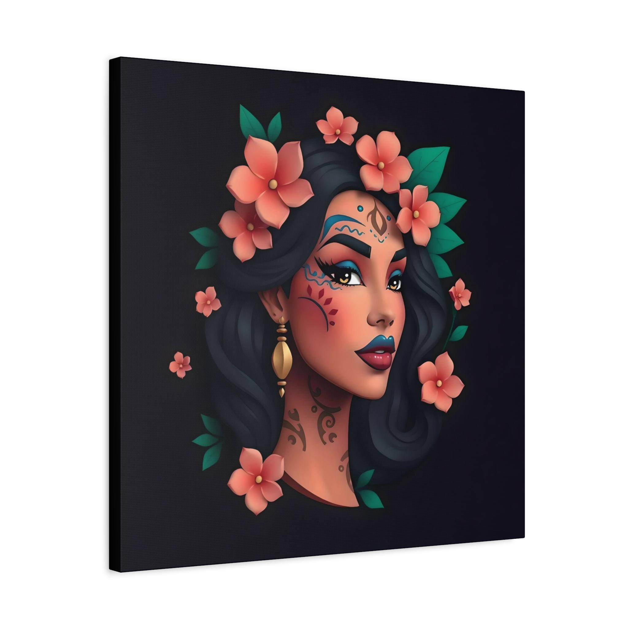 Lady On Black 1 Canvas Wall Art