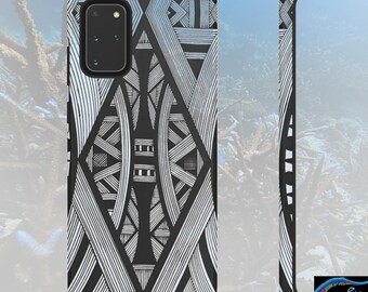 Black & White Tribal Lines Android Tough Case - Walt Smith Fiji Ocean Art - Supports ADE Reef Restoration