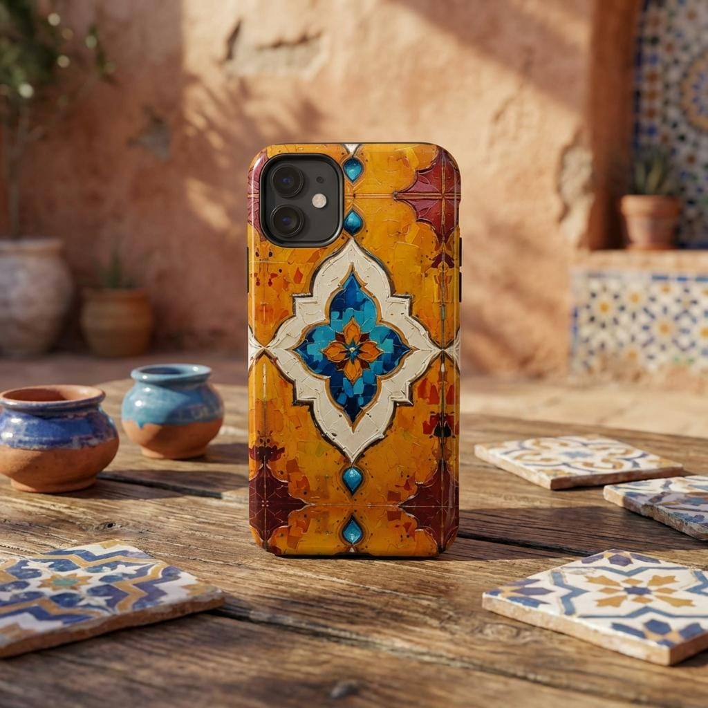 Morocco Tiles iPhone Tough Case - Walt Smith Fiji Ocean Art - Supports ADE Reef Restoration