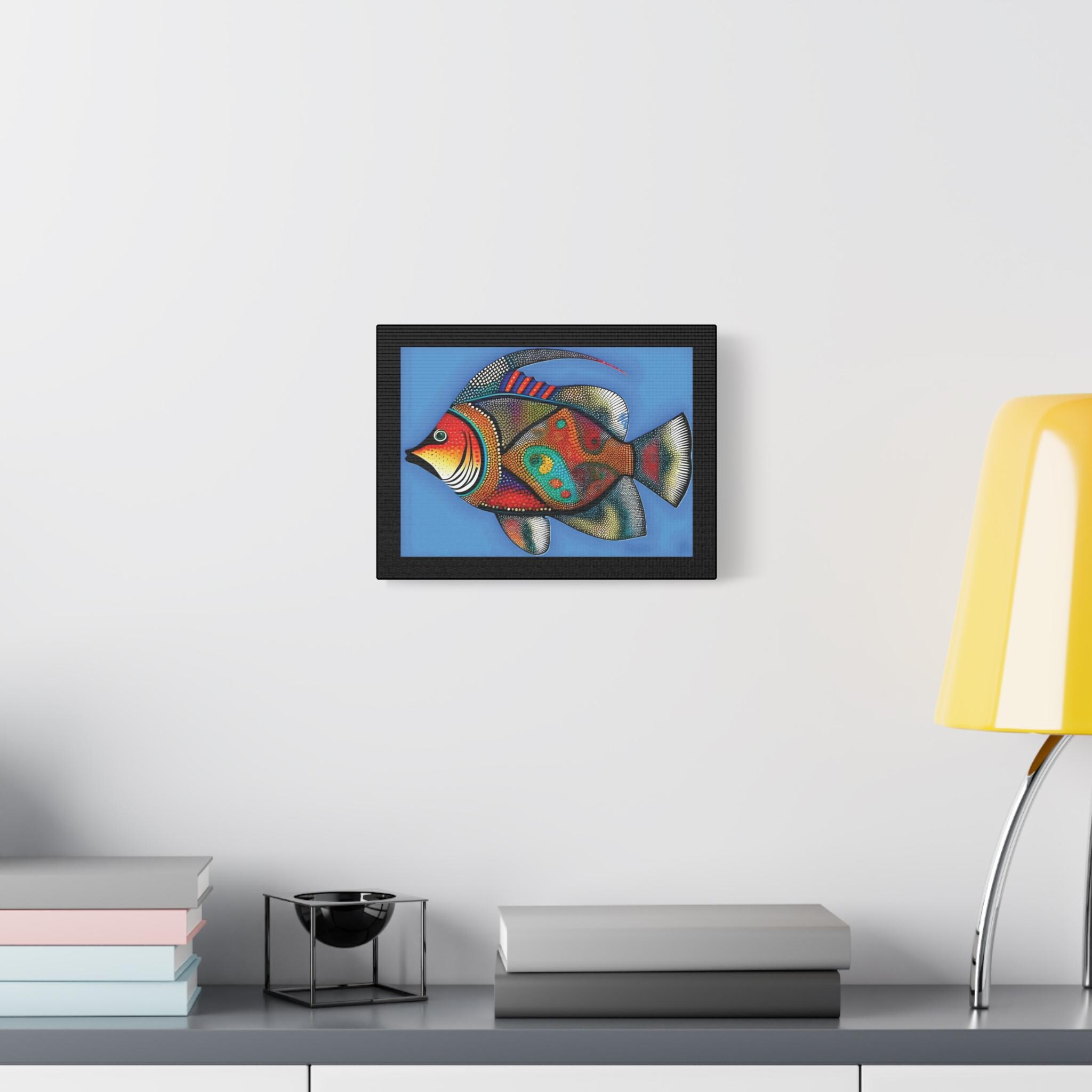Fish On Blue Canvas Wall Art