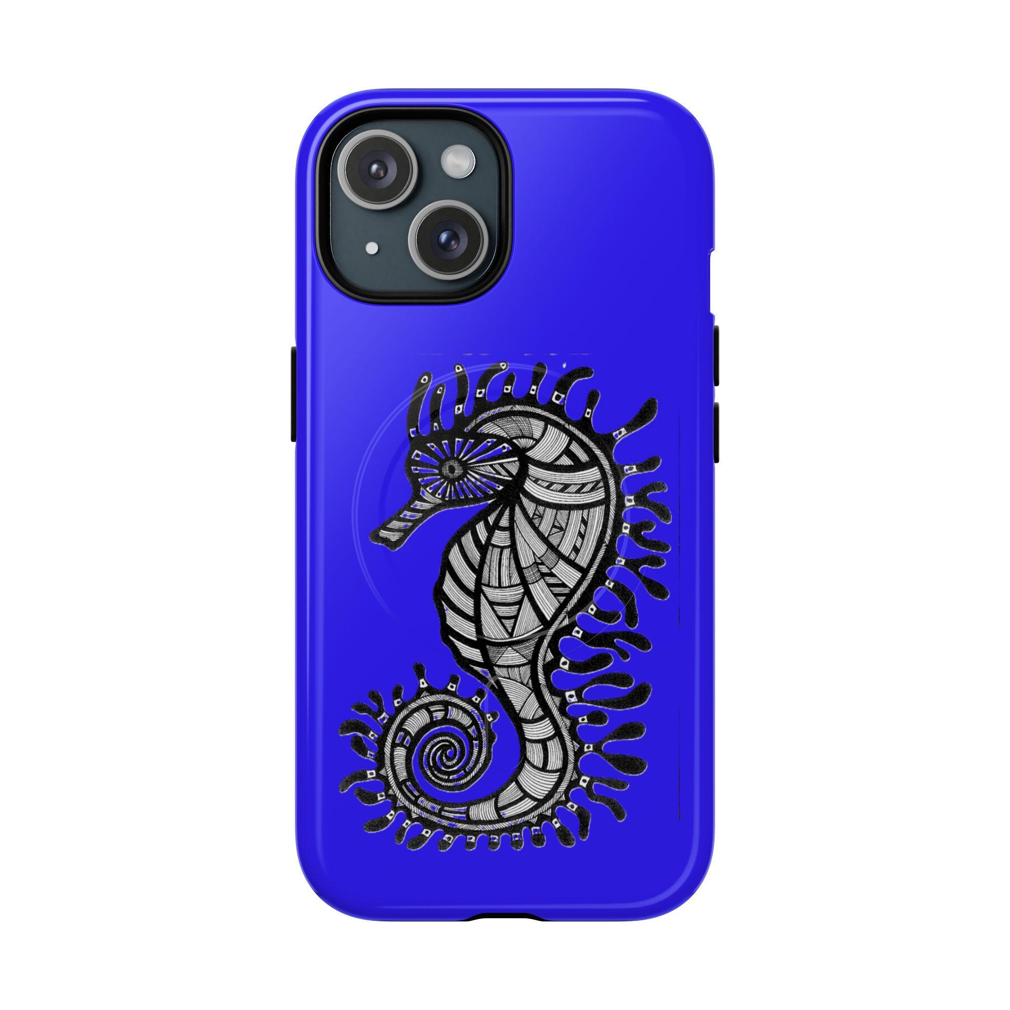 Seahorse on Blue iPhone Magnetic Case - Walt Smith Fiji Ocean Art - Supports ADE Reef Restoration