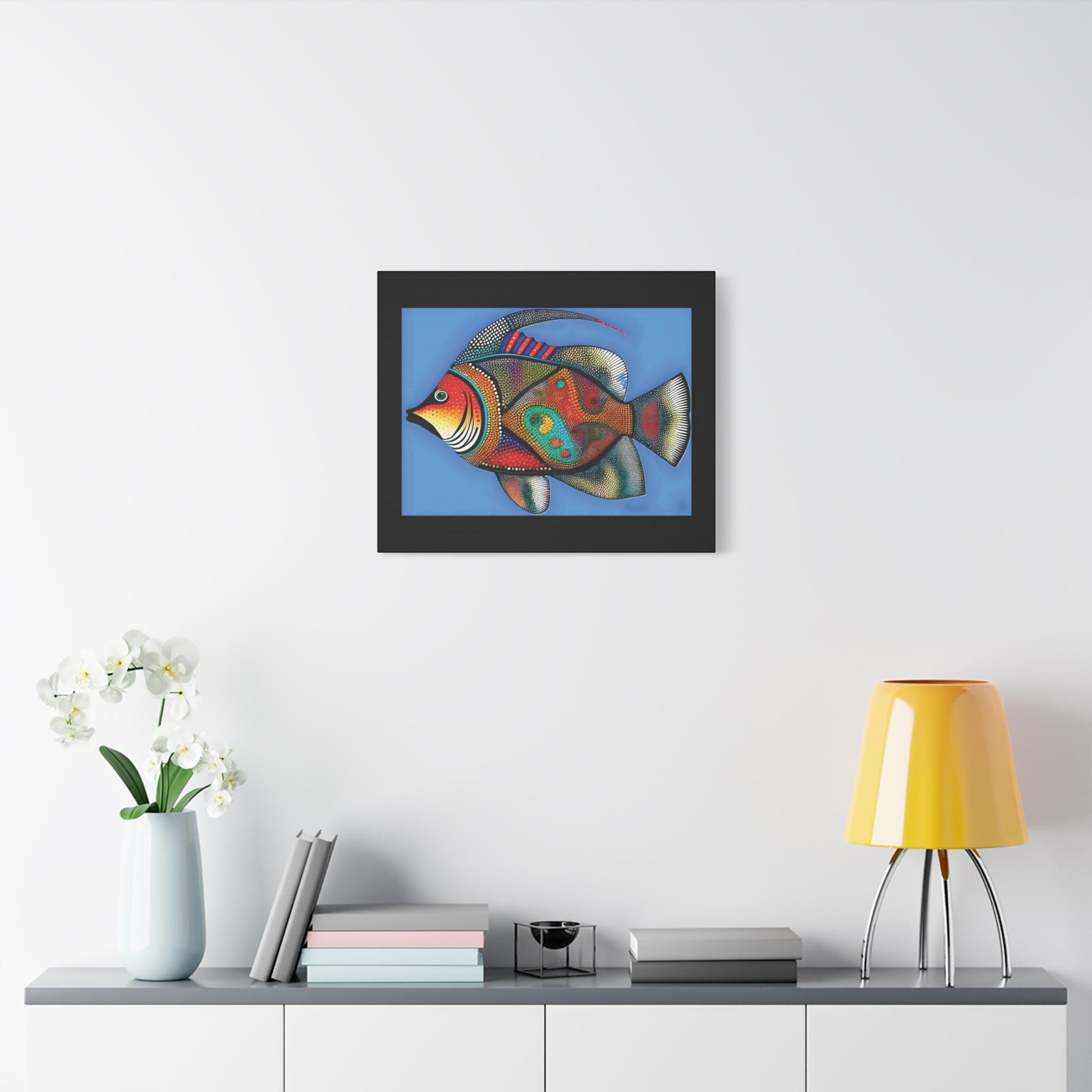 Fish On Blue Canvas Wall Art