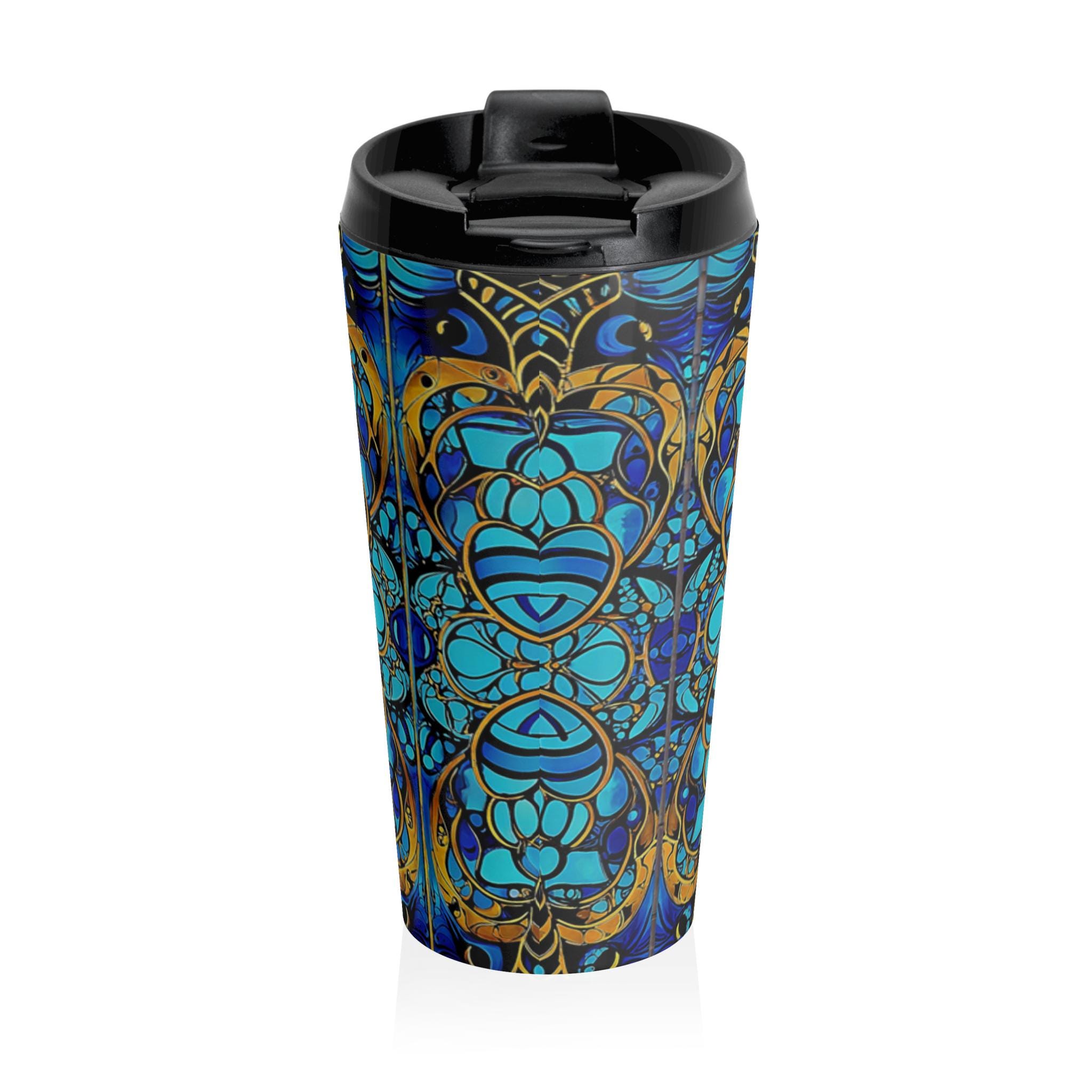Butterfly Lobster Stainless Steel Travel Mug — Nautical Seafood Ocean Design