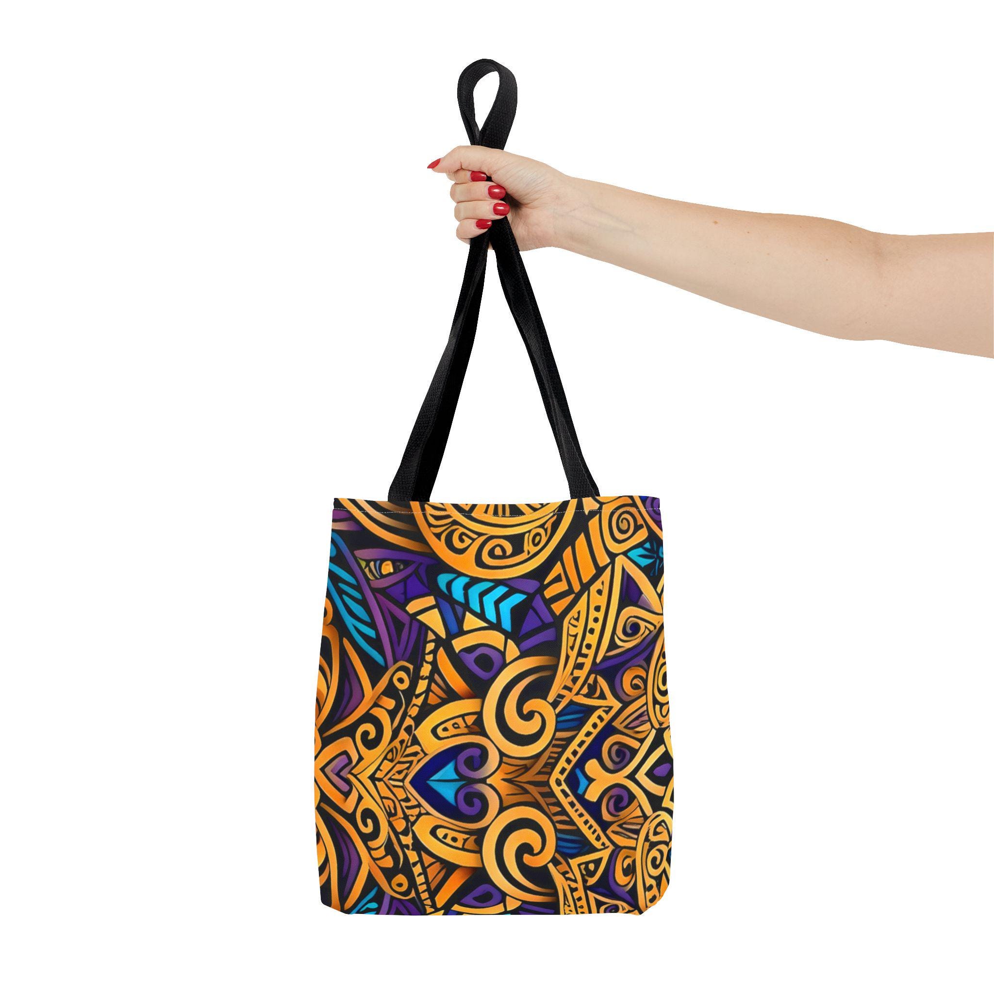 Gold Purple Mandala Tote Bag | Boho Aztec Pattern