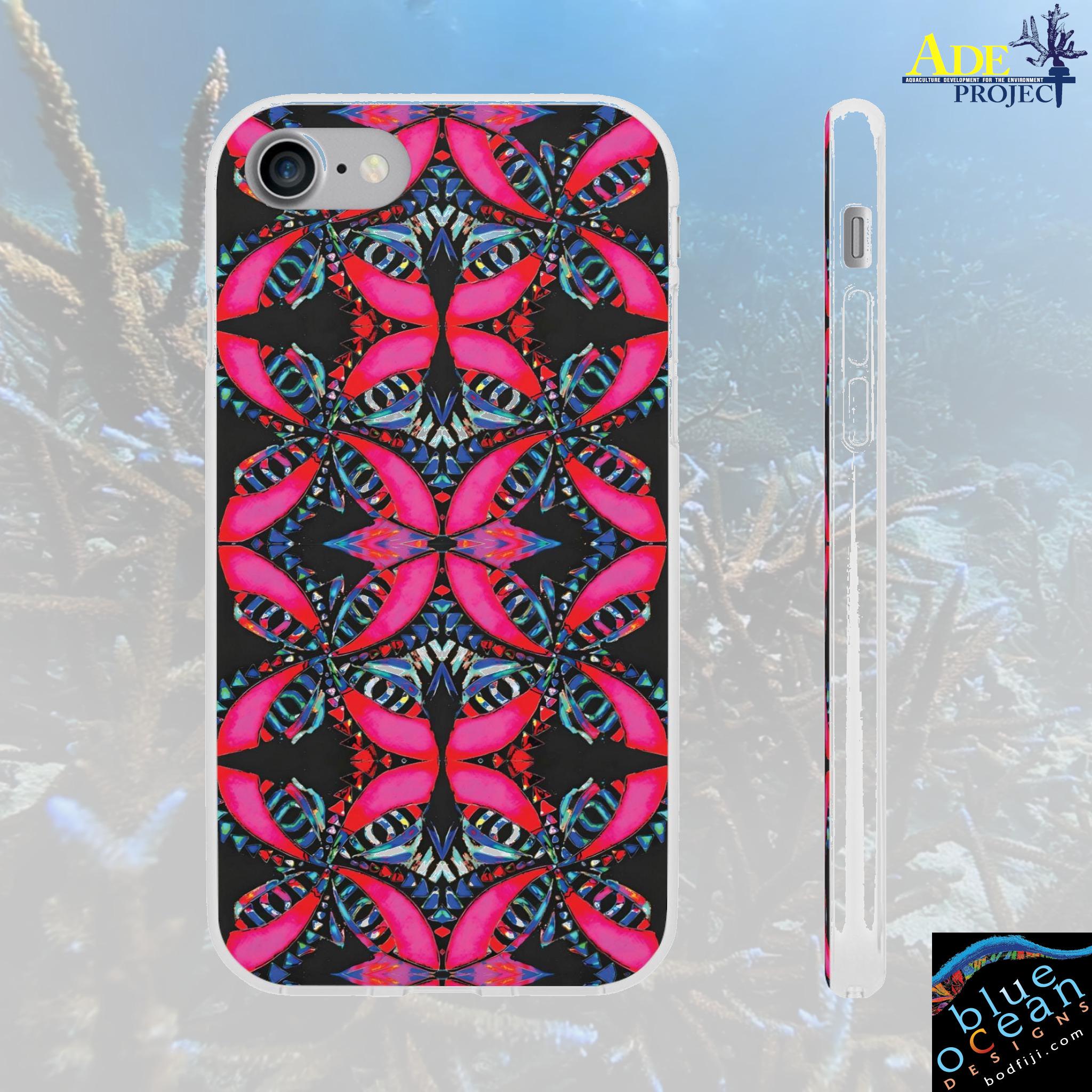 Pink on Black iPhone Flexi Case - Walt Smith Fiji Ocean Art - Supports ADE Reef Restoration