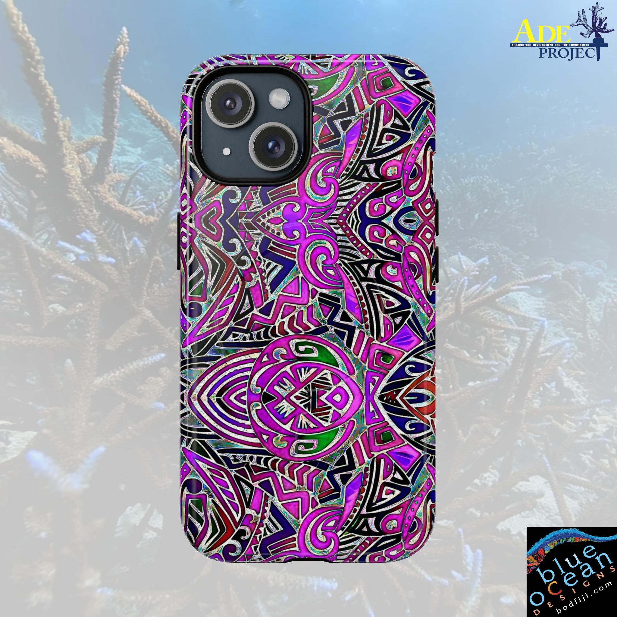 Purple Indo iPhone Magnetic Case - Walt Smith Fiji Ocean Art - Supports ADE Reef Restoration