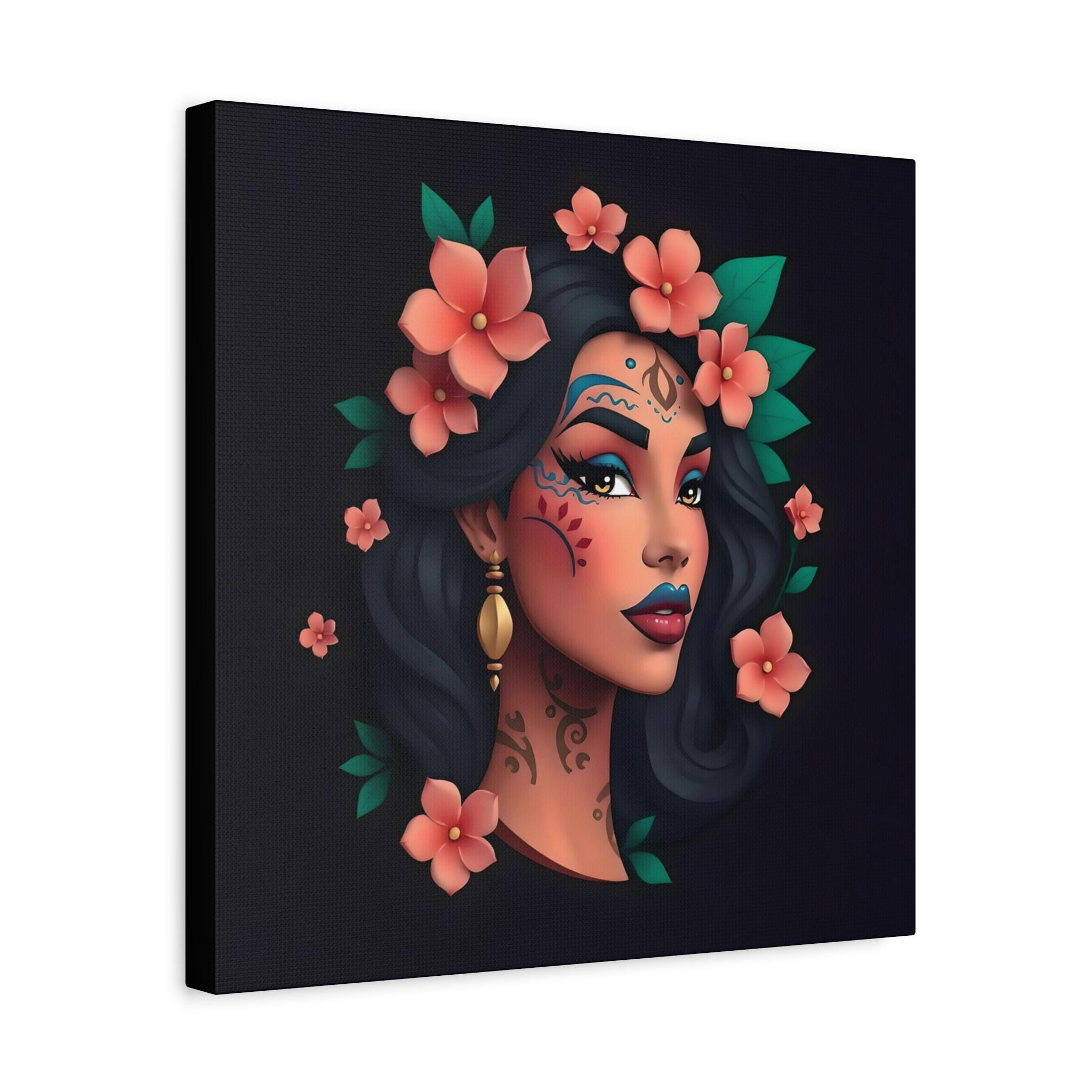 Lady On Black 1 Canvas Wall Art