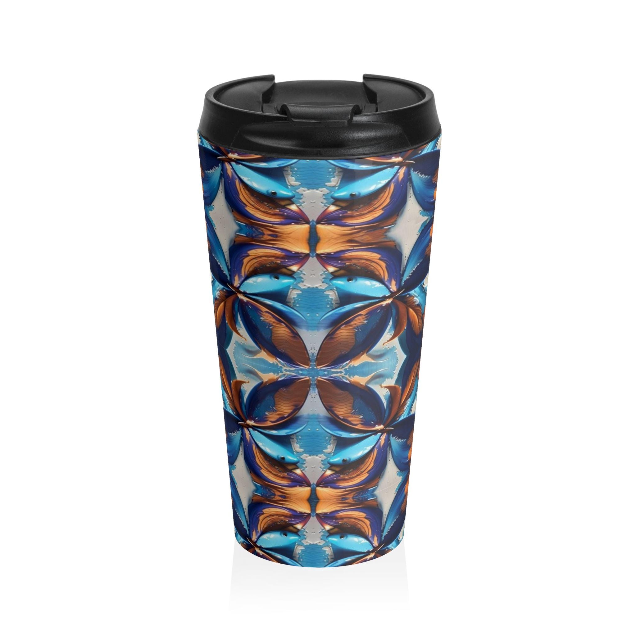 Blue Fan Quad - Travel Mug