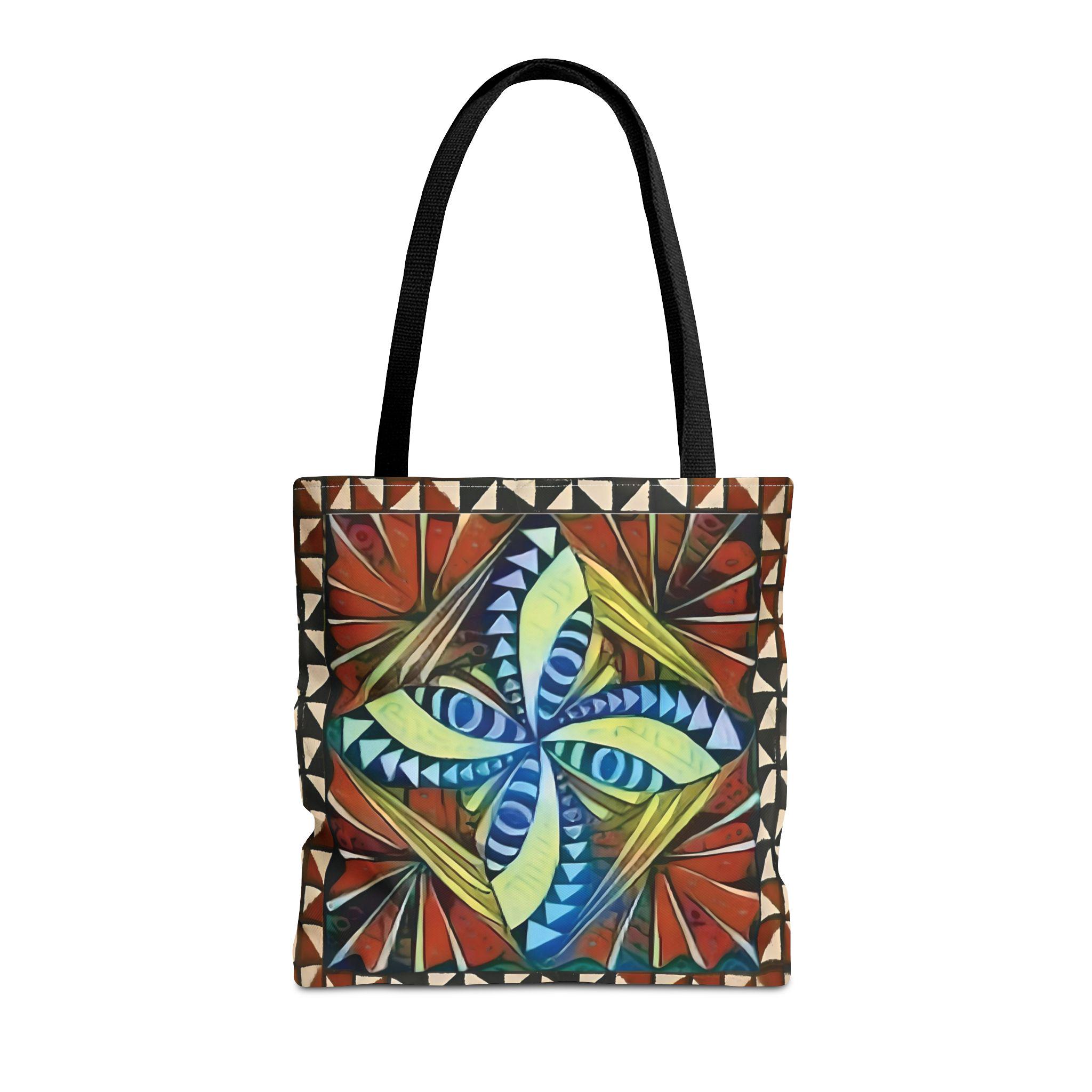 Geometric Starburst Pattern Tote Bag | Colorful Abstract Tribal Design