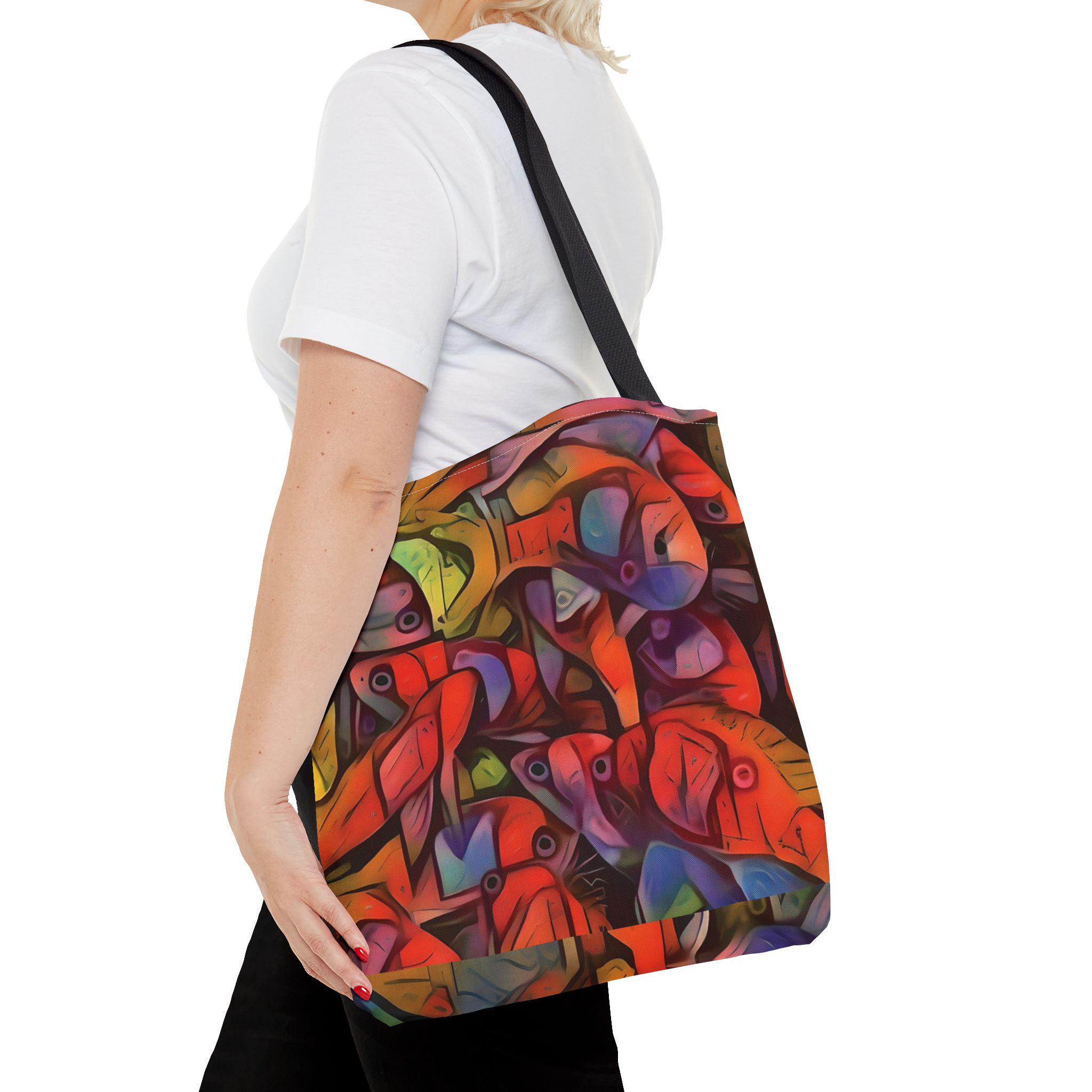 Abstract Colorful Fish Pattern Tote Bag | Vibrant School of Fish All-Over Print