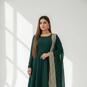 Emerald Green and Gold Indian Dress - Etsy
