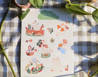 Lentegans | Mat stickervel 4,5 x 6,5 | cottagecore-stickers