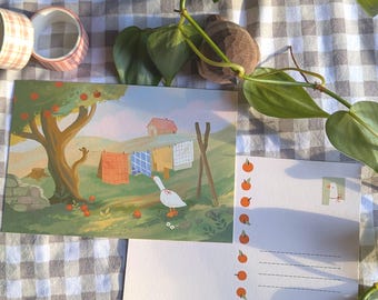 Boerengans | 4 x 6-briefkaart | minikunstafdruk | matte afwerking