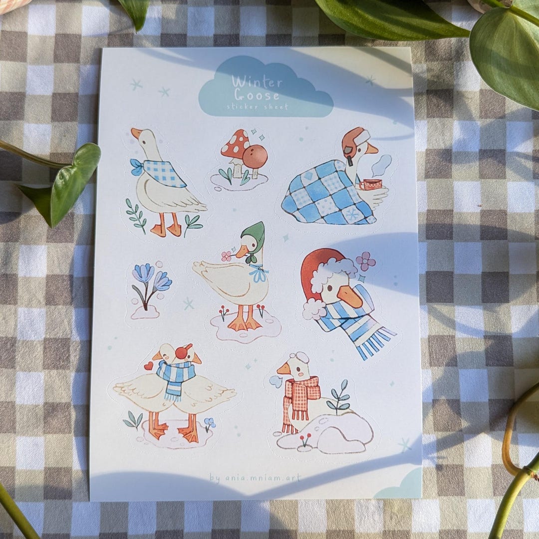 Winter Goose | 4.5x6.5 Matte Sticker Sheet | Cottagecore Stickers - Etsy