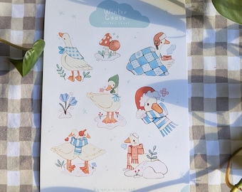 Wintergans | Mat stickervel 4,5 x 6,5 | cottagecore-stickers