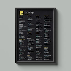 JavaScript Cheat Sheet Poster | Coding Reference for Developers (Instant Download)