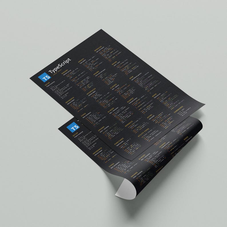 Cheatsheetposter voor programmeren met getypte scripts – kunst aan de muur met referentie voor ontwikkelaars afbeelding 5