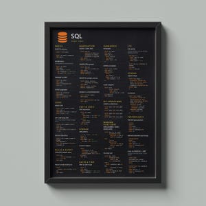 SQL Cheat Sheet Poster | Developer Office Decor (Instant Download)