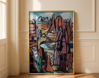 Rotsblok - Rotsachtig landschap van Max Beckmann — Afdrukbare kunstposter voor aan de muur