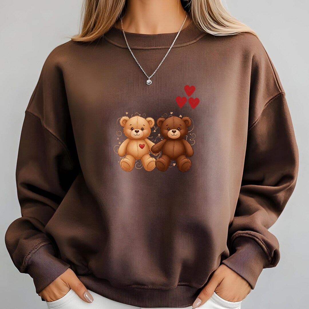 Teddy Bear Valentine's Day Hoodie, Heart Love Sweatshirt - Etsy