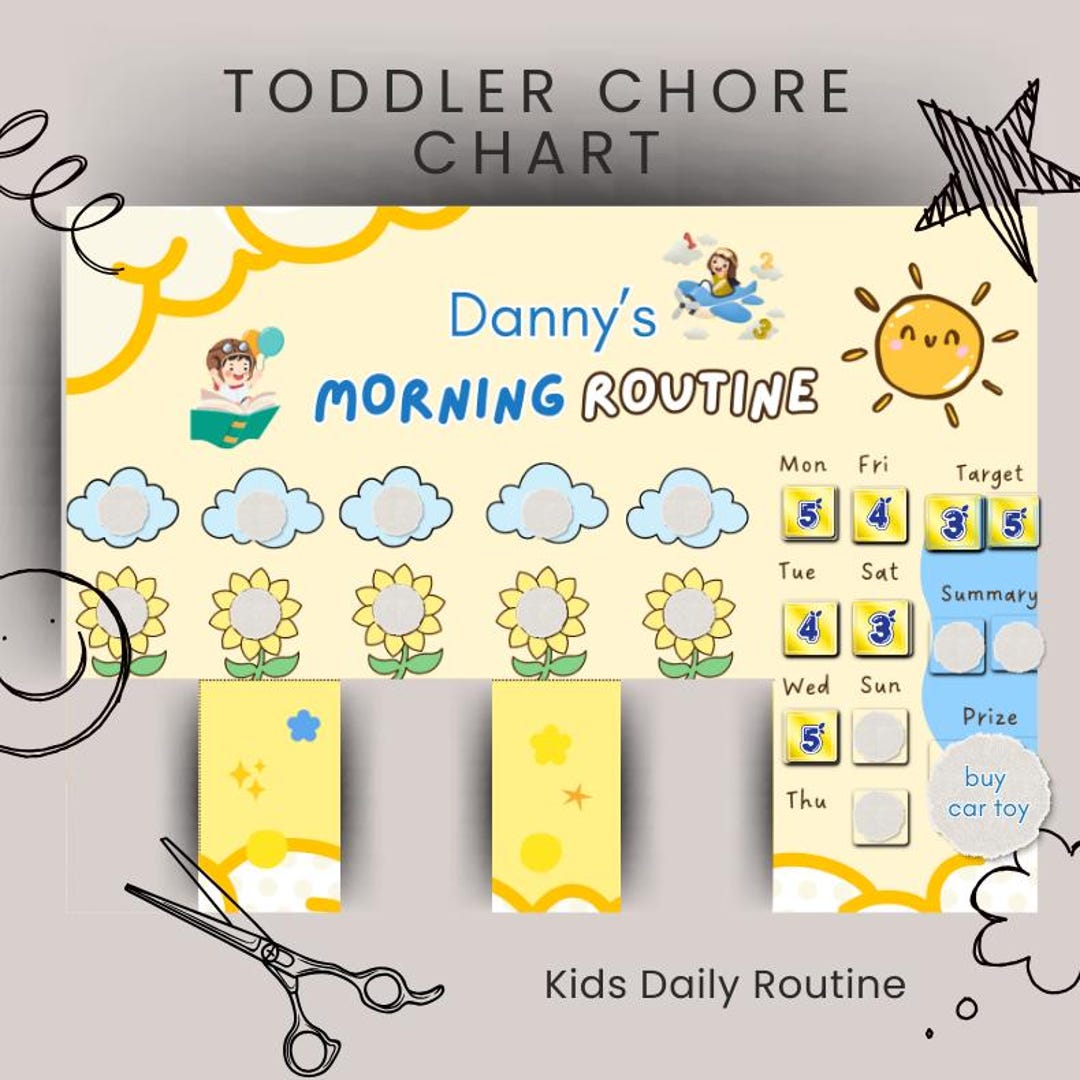 Toddler Routine Chart Printable, Kids Chore, Visual Schedule for ...