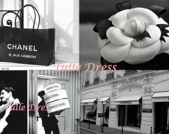 Paris Chanel Address with famous Images in Black and White Custom Stationary Greeting Cards (Blank, Monogrammed, Party Invitations or Quotes