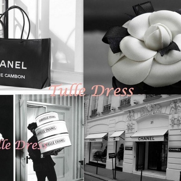 Paris Chanel Address with famous Images in Black and White Custom Stationary Greeting Cards (Blank, Monogrammed, Party Invitations or Quotes