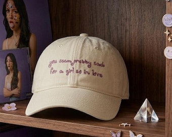 You Seem Pretty Sad for A Girl So In Love Embroidered Hat, Romantic Quote Baseball Hat, Cute Pink Cozy Embroidered Hat, You Seem Pretty Sad