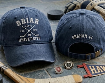 Briar University Garrett Graham 44 Embroidered Hat, Hockey Washed Cap, Bookish Hockey Gift, College Romance Inspired Hat, Campus Romance Hat