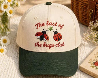 Embroidered Minimalist Ladybug Club Hat, The Last Of The Bugs Club Cap, Nature Lover Gift, Indie Folk Concert Tour Oufit, Vintage Fan Gift