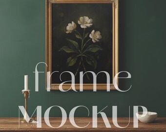 Mörk Academia-rammodell, 3:4-förhållande vintage-guldrammodell, vertikal konstscen PSD