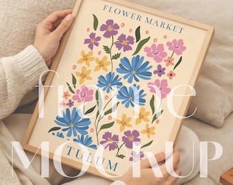 Mockup med hållande ram PSD JPG | Mysig soffa, livsstilsscen | 4:5