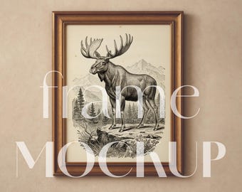 Vintage Gold Frame Mockup PSD + JPG, 3x4 Vertical Poster Mockup, Realistic Wall Art Display