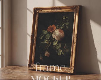Antique Gold Frame Mockup | Digital Art Display PSD JPG | DIN A Ratio