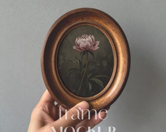 Antik oval trärammodell PSD JPG, stämningsfulla vintagemodeller, 4:5-förhållande
