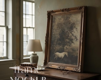 Moody Frame Mockup | Vertikal PSD för Dark Academia väggkonstdisplay | 2:3-förhållande