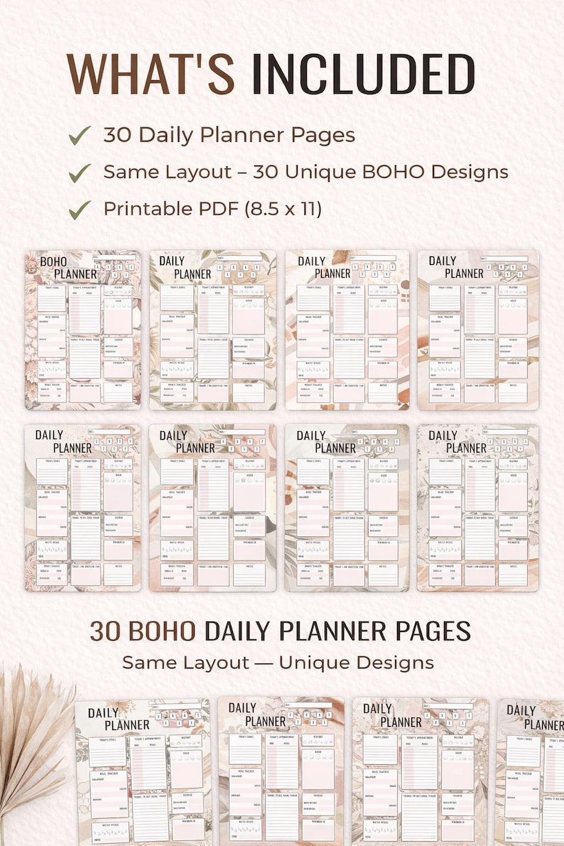 Boho Daily Planner Printable | 30 Unique Pages (instant Download) - Etsy