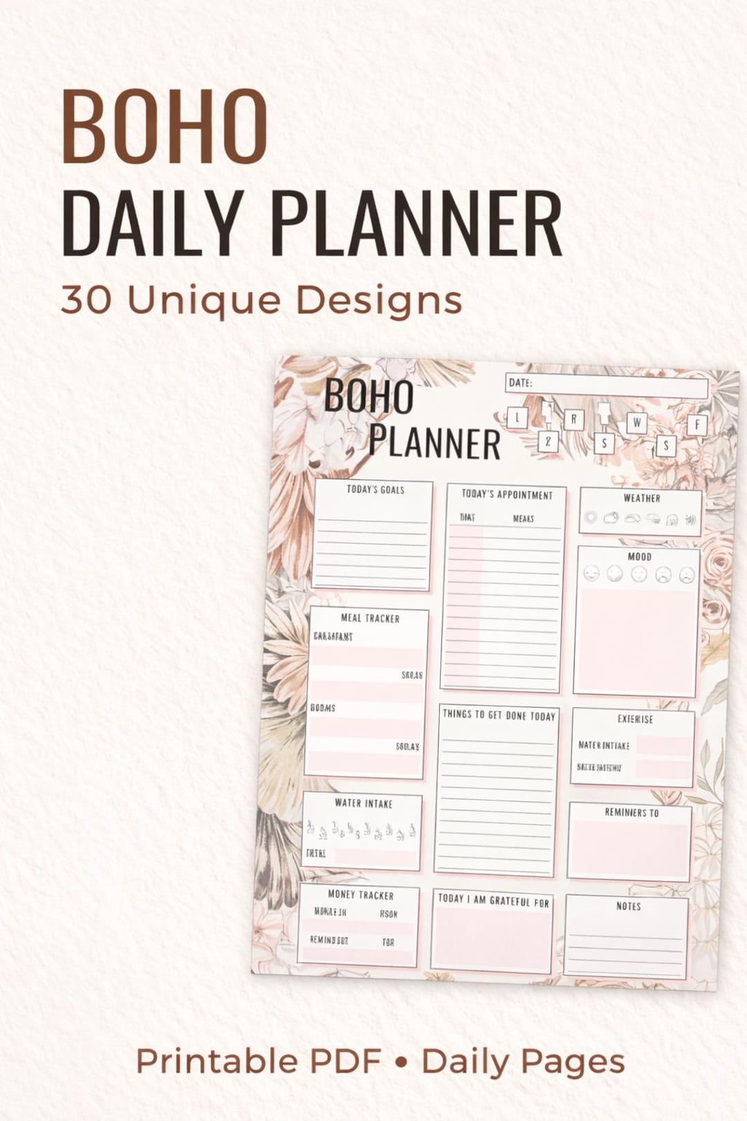 Boho Daily Planner Printable | 30 Unique Pages (instant Download) - Etsy