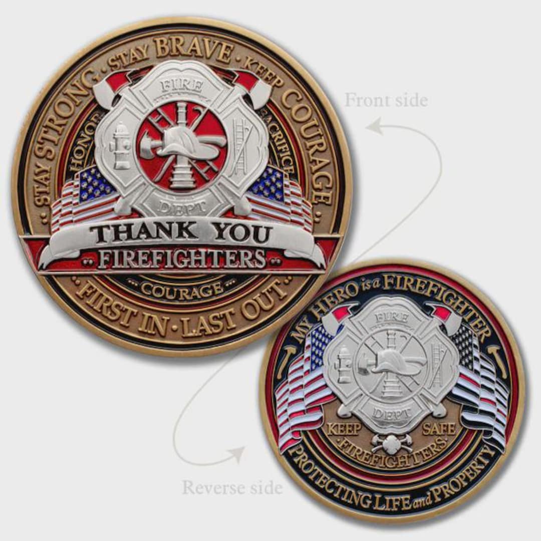Token Fireman Patriotic Firefighter Challenge Coin, Honor Courage Fire Dept Gift ...