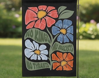 Anti Fascist Garden Flag, No Kings No Tyrants Yard Art, Anti Trump Protest Sign, Abolish ICE Decorative Flag, Progressive Home Decor