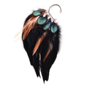 Feather Ear Cuff, Ear Cuff, Feather Earrings, Amethyst, Feather Ear Wrap, Spirituality, Festivals, Rave, Cosplay, Festival Ear Cuff, OOAK