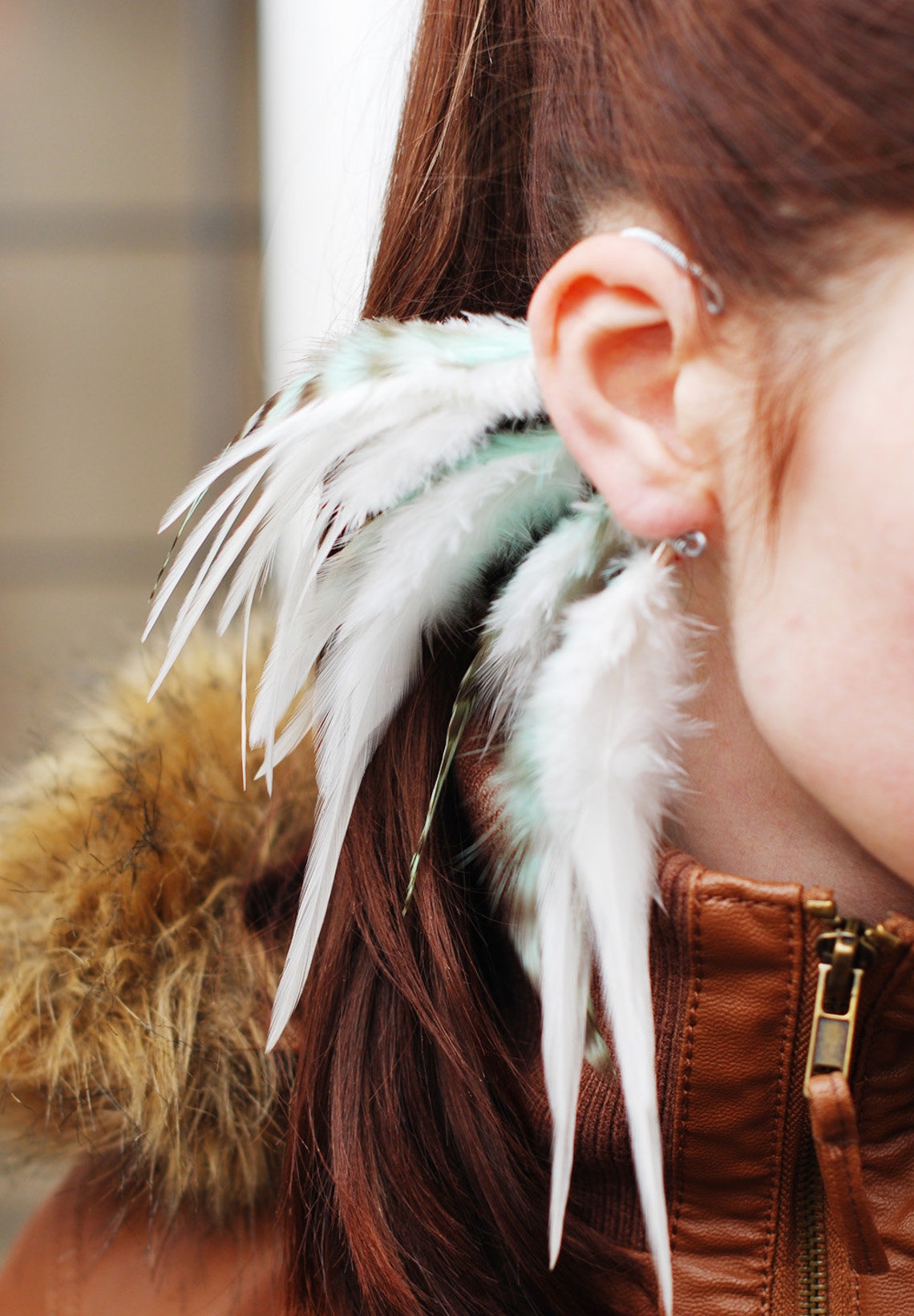 Feather Ear Cuff Ear Cuff Feather Earrings Hippie Hair Etsy